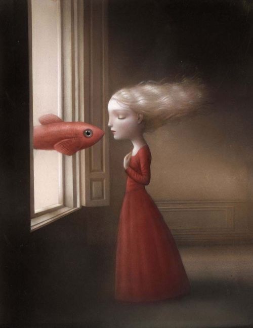 Werk van Nicoletta Ceccoli getiteld Fish girl